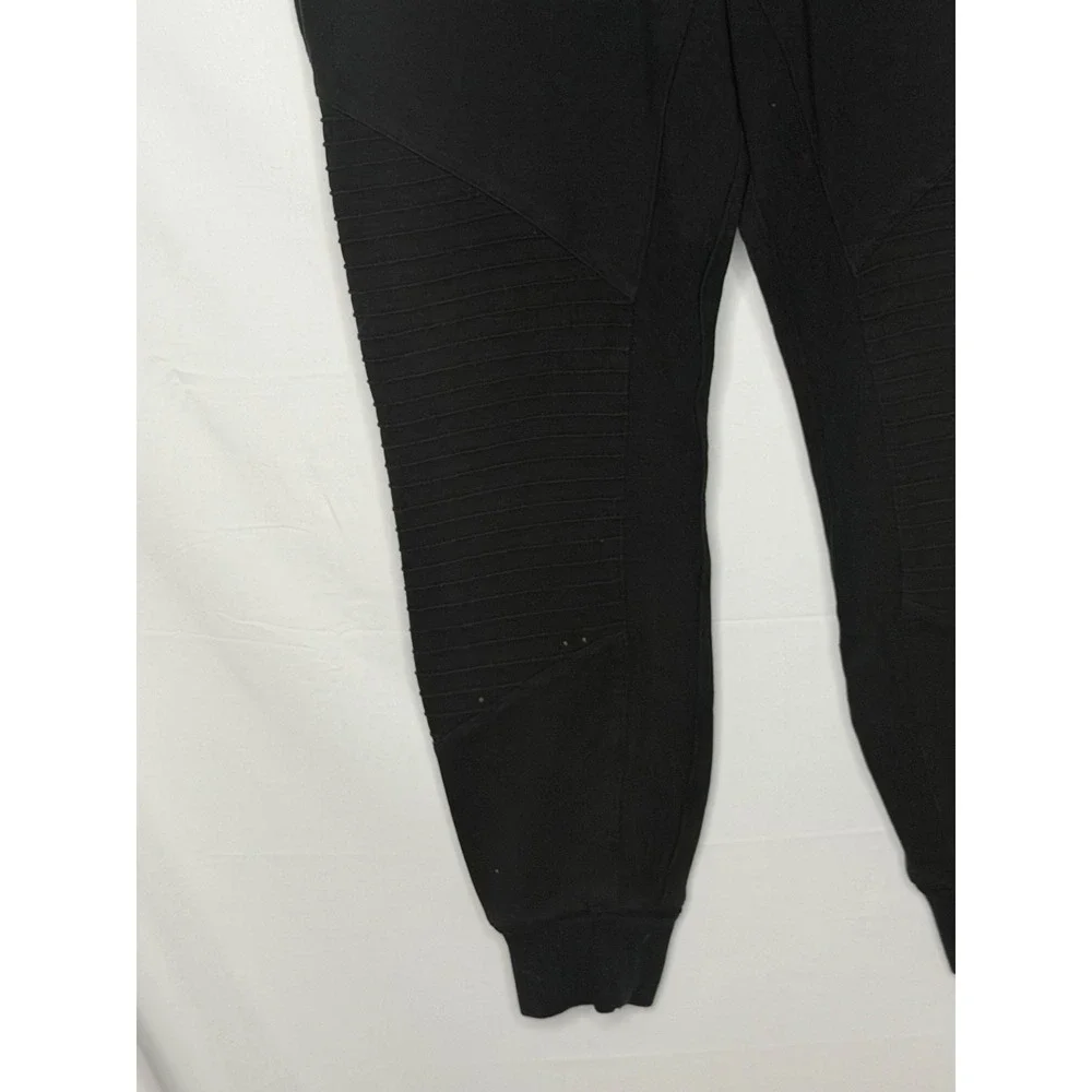 Alo Yoga Moto Jogger Pants Womens XS Black Ribbed Zip Pockets Drawstring Lounge